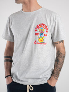 BERNA T-shirt in cotone con stampa Joke fronte:retro 230378 Grigio Melange2