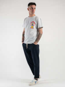BERNA T-shirt in cotone con stampa Joke fronte:retro 230378 Grigio Melange5