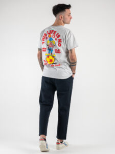 BERNA T-shirt in cotone con stampa Joke fronte:retro 230378 Grigio Melange6