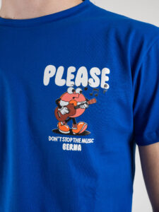 BERNA T-shirt in cotone con stampa Please fronte:retro 230423 Royal2