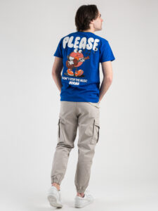BERNA T-shirt in cotone con stampa Please fronte:retro 230423 Royal5