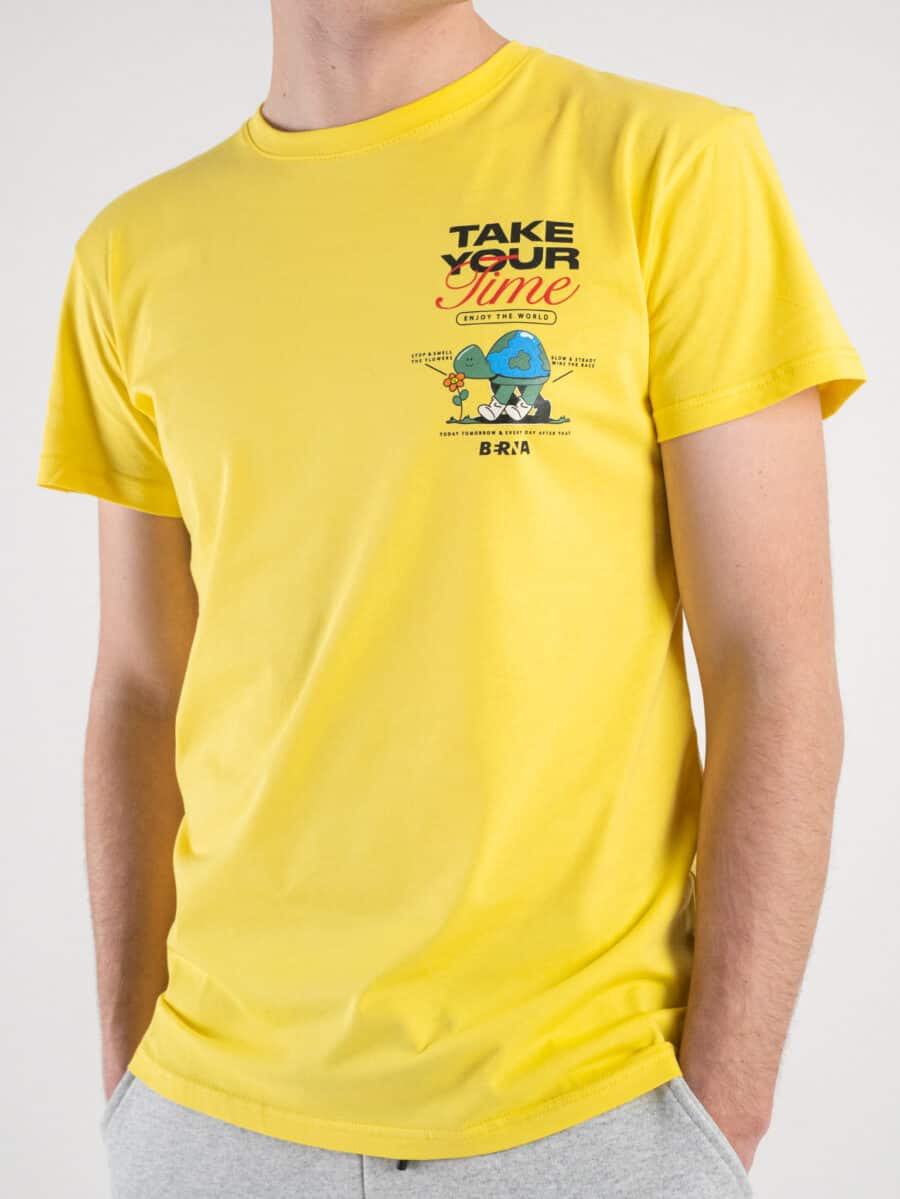 BERNA T-shirt in cotone con stampa Turtle 230393 Gialla