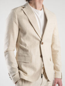 BL11 Giacca da abito in misto lino microlavorata 1147 Off White1