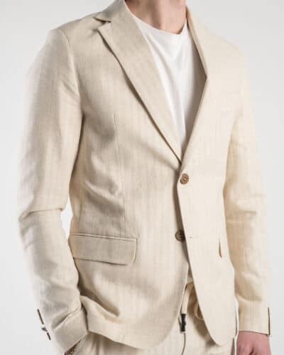 BL11 Giacca da abito in misto lino microlavorata 1147 Off White1 Nuovi Arrivi