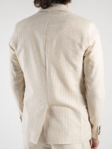 BL11 Giacca da abito in misto lino microlavorata 1147 Off White3