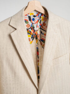 BL11 Giacca da abito in misto lino microlavorata 1147 Off White6