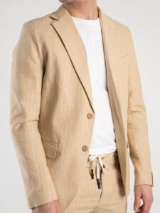 BL11 Giacca da abito in misto lino microlavorata 3318 Beige2