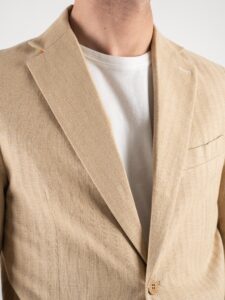 BL11 Giacca da abito in misto lino microlavorata 3318 Beige3