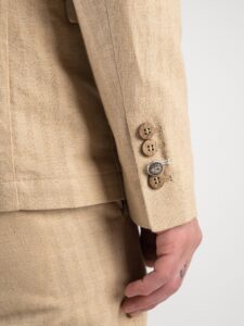 BL11 Giacca da abito in misto lino microlavorata 3318 Beige6