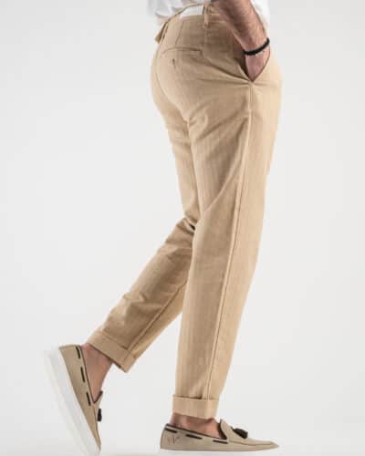 BL11 Pantalone da abito in misto lino microfantasia 3338 Beige2 Nuovi Arrivi