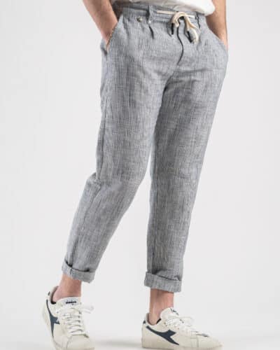 BL11 Pantalone da abito in misto lino microriga 3203 Blu1 Nuovi Arrivi