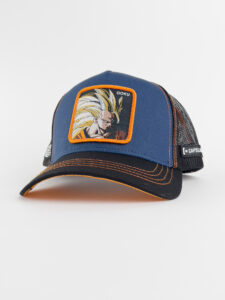 CAPSLAB Cappellino blu Dragon ball con retina nera e stampa patch nera GOKU2