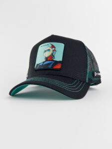 CAPSLAB Cappellino nero Goldrake con cuciture e patch verde acqua stampa ACTARUS1