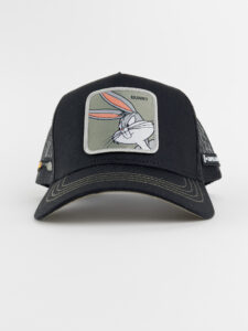 CAPSLAB Cappellino nero Looney Tunes con retina nera e stampa patch BUNNY Nero2