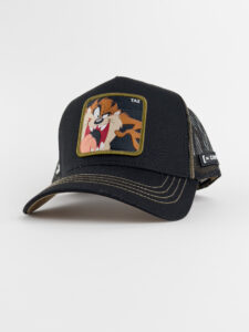 CAPSLAB Cappellino nero Looney tunes con retina nera e stampa patch TAZ1