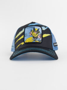 CAPSLAB Cappellino nero Marvel con cuciture, retina azzurra e stampa patch WOLVERINE2