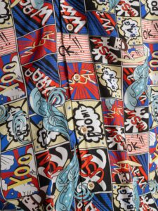 Camicia 100% Viscosa a mezze maniche con fumetti BD5558 Rossa:Blu3