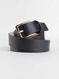 Cintura bassa made in italy in vera pelle con fibbia quadrata dorata CP35 Nera