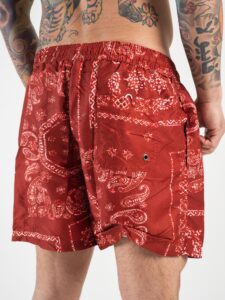 Costume stampa bandana con tasca posteriore e laterali Rosso1