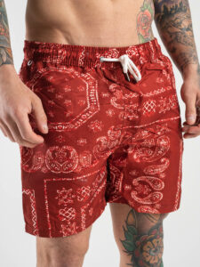 Costume stampa bandana con tasca posteriore e laterali Rosso2