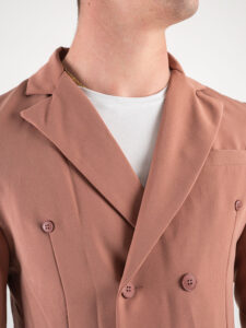 ESTASI Abito intero leggero in poliviscosa con giacca doppiopetto e pantalone slim fit MARSIGLIA Rosa antico3