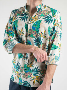 ESTASI Camicia coreana in cotone con fantasia floreale MADAME Bianco1