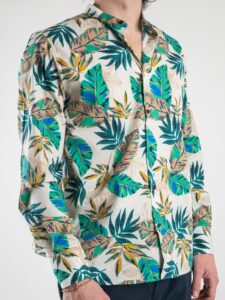 ESTASI Camicia coreana in cotone con fantasia floreale MADAME Bianco2