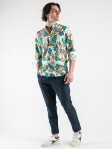 ESTASI Camicia coreana in cotone con fantasia floreale MADAME Bianco4