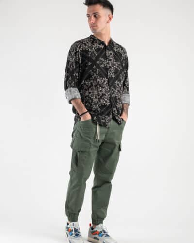 ESTASI Camicia in viscosa con collo coreana fantasia floreale PEYOTE Nera6 ESTASI ESTASI Camicia in viscosa con collo coreana fantasia floreale PEYOTE Nera
