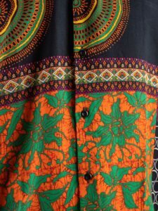 ESTASI Camicia in viscosa con collo coreana fantasia maori LAZZA Nera3