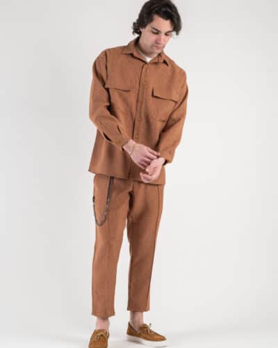ESTASI Completo giacchetta sportiva Pantalone morbido con coulisse CHELSEA Tabacco1 Saldi