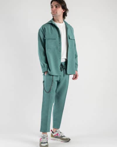 ESTASI Completo giacchetta sportiva Pantalone morbido con coulisse CHELSEA Verde acqua8 Saldi