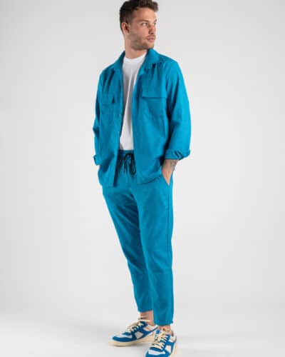 ESTASI Coordinato giacchetta sportiva Pantalone morbido con coulisse TOTTHENAM Azzurro1 Saldi