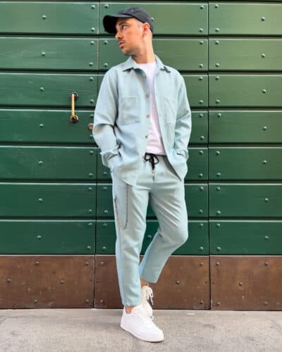 ESTASI Coordinato giacchetta sportiva Pantalone morbido coulisse e catenella LIVERPOOL Acqua Nuovi Arrivi