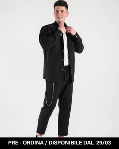 ESTASI Coordinato giacchetta sportiva Pantalone morbido coulisse e catenella LIVERPOOL Nero PRE Home