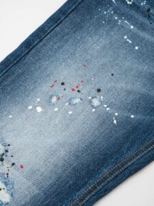 ESTASI Jeans 100% cotone con rotture e schizzi di pittura MALDINI Blu2