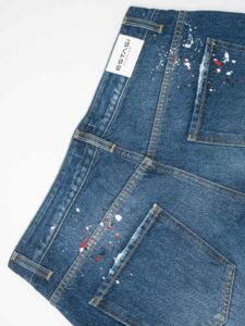 ESTASI Jeans 100% cotone con rotture e schizzi di pittura MALDINI Blu3