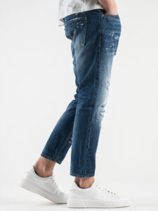 ESTASI Jeans 100% cotone con rotture e schizzi di pittura MALDINI Blu5