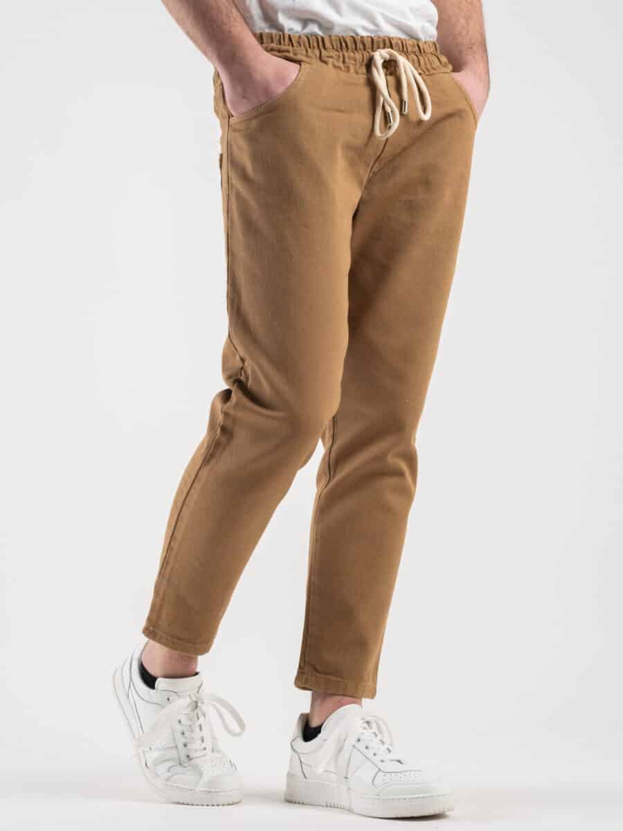 ESTASI Jeans 100% cotone senza rotture, con coulisse e corto alla caviglia NEYMAR Cammello