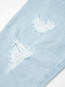 ESTASI Jeans cropped con coulisse e rotture MESSI Azzurro Chiaro2