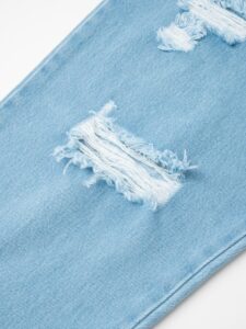 ESTASI Jeans cropped con coulisse e rotture MESSI Azzurro1