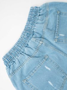 ESTASI Jeans cropped con coulisse e rotture MESSI Azzurro3