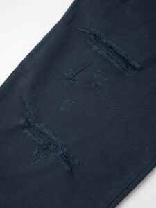 ESTASI Jeans leggero cropped con coulisse e rotture MESSI Blu2