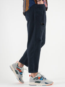 ESTASI Jeans leggero cropped con coulisse e rotture MESSI Blu5