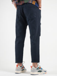 ESTASI Jeans leggero cropped con coulisse e rotture MESSI Blu7