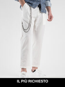 ESTASI Pantalaccio leggero corto alla caviglia con coulisse e catenella MAN CITY Bianco richiesto