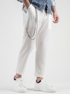 ESTASI Pantalaccio leggero corto alla caviglia con coulisse e catenella MAN CITY Bianco5