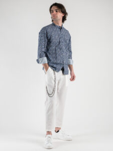 ESTASI Pantalaccio leggero corto alla caviglia con coulisse e catenella MAN CITY Bianco7