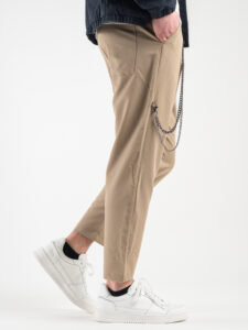 ESTASI Pantalaccio leggero corto alla caviglia con coulisse e catenella MAN CITY Cammello2