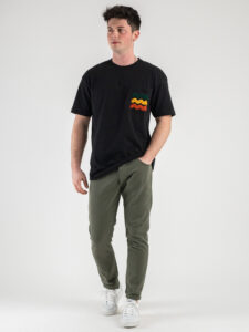 ESTASI T-shirt 100% cotone con taschino onde colorate FB1001 Nera2